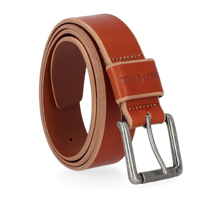 Men's Heritage Grooved Roller Leather Buckle Tan Belt 1