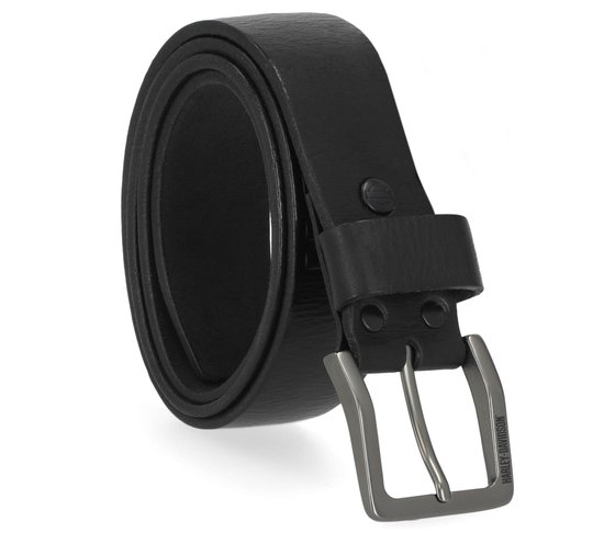 Men's Oversized HD Emboss Black Leather Belt - Black