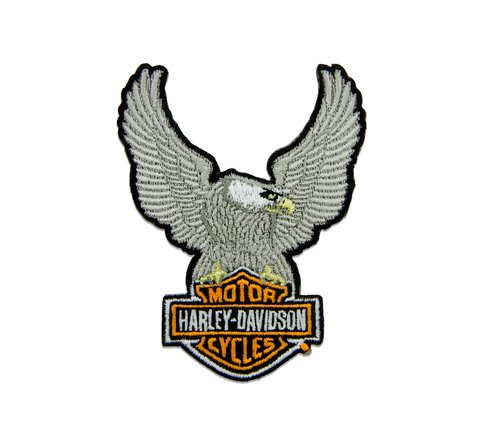 Harley-Davidson 4.5 in. Embroidered Trademark Bar & Shield Emblem Patch -  Gray, Harley Davidson 