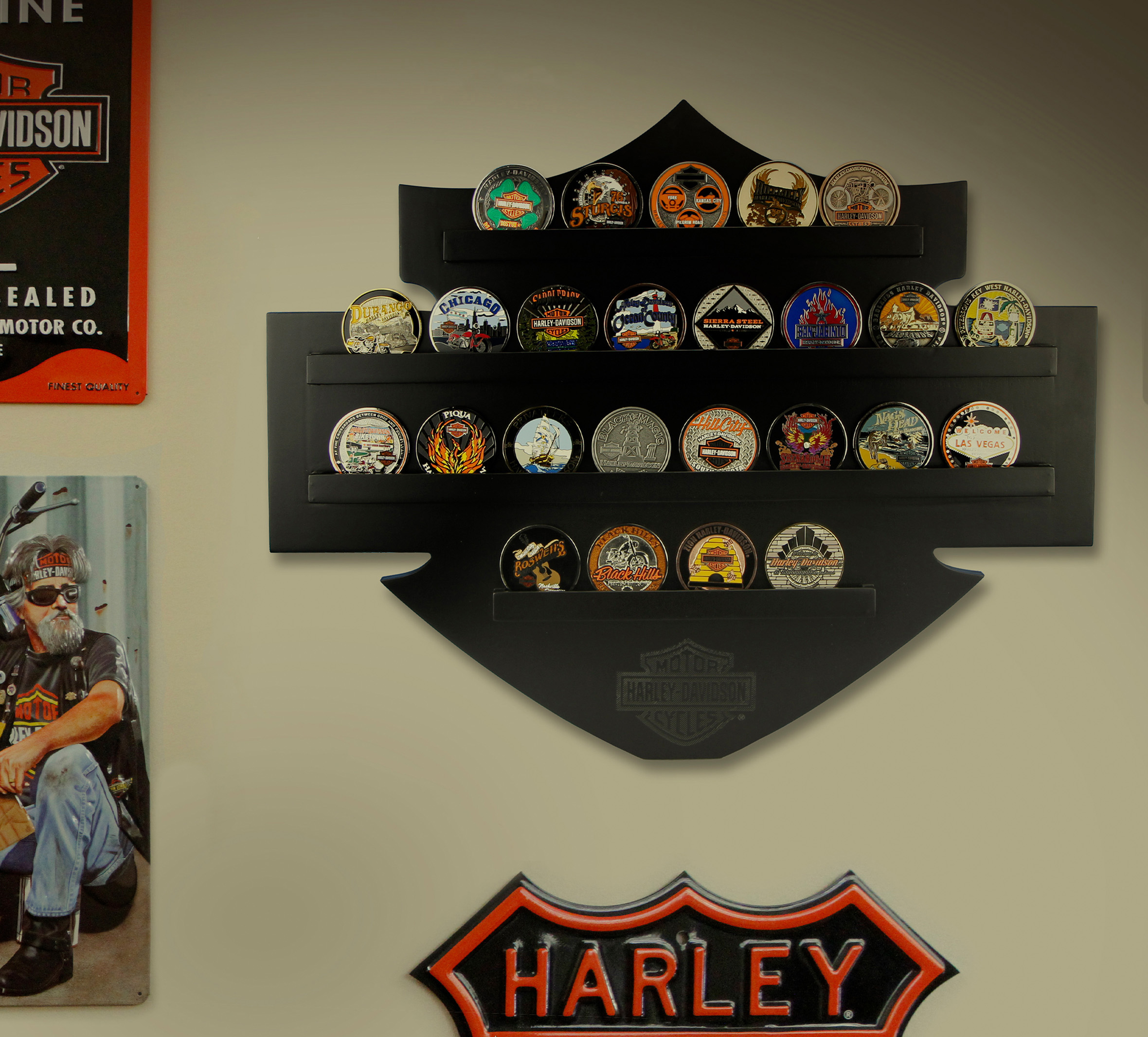 Bar Shield Coin Display Harley Davidson USA