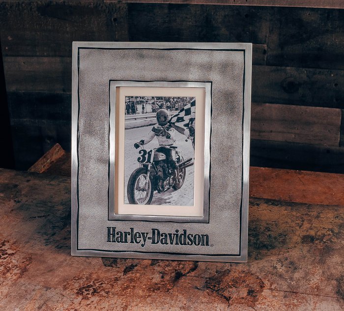 Vintage HARLEY DAVIDSON Motorcycle Brown Black Tooled Leather Handbag Purse