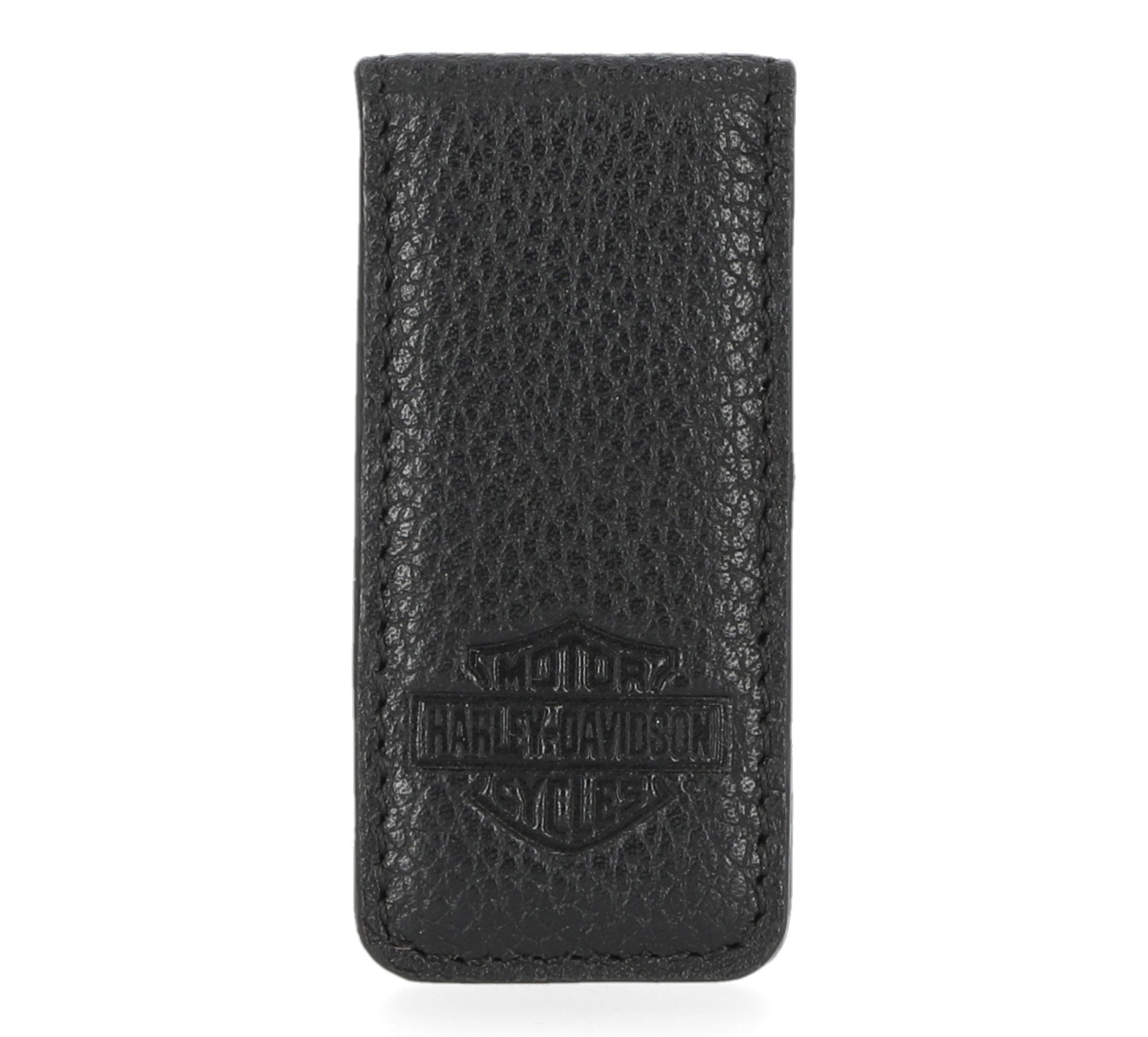 Bar & Shield Leather Money Clip Black