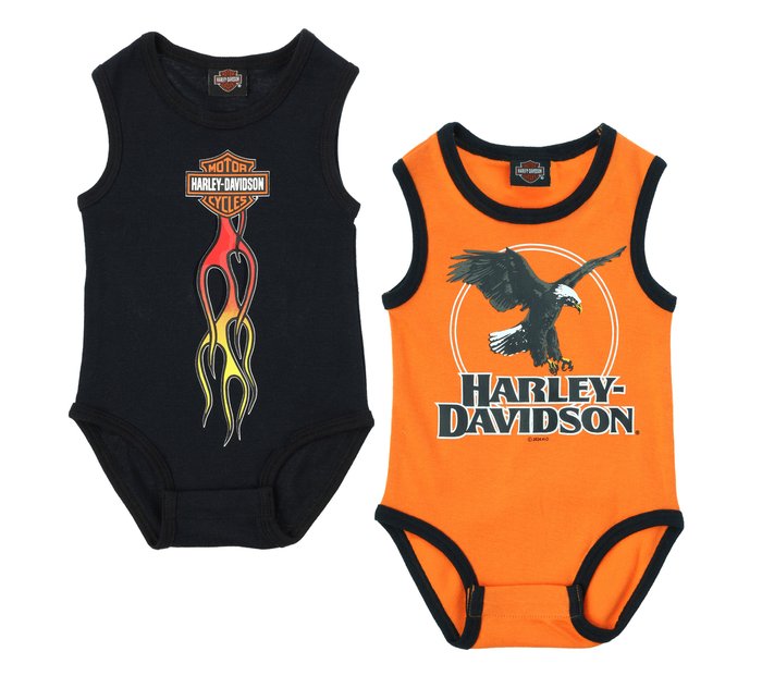 2 Pack Infant Boys Rally Collection Eagle & Flames Bodysuits in Persimmon 1