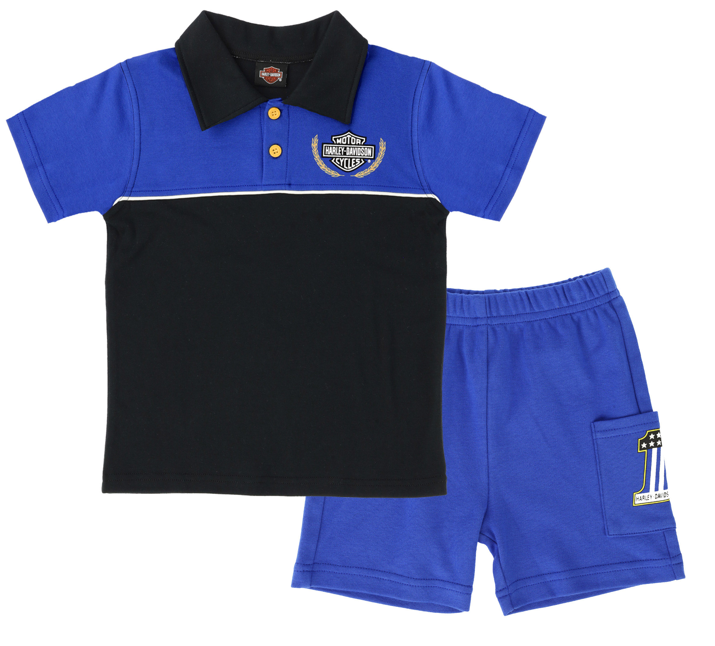 Infant Boys Knit Collared Shirt & Short Race Collection Gift Set