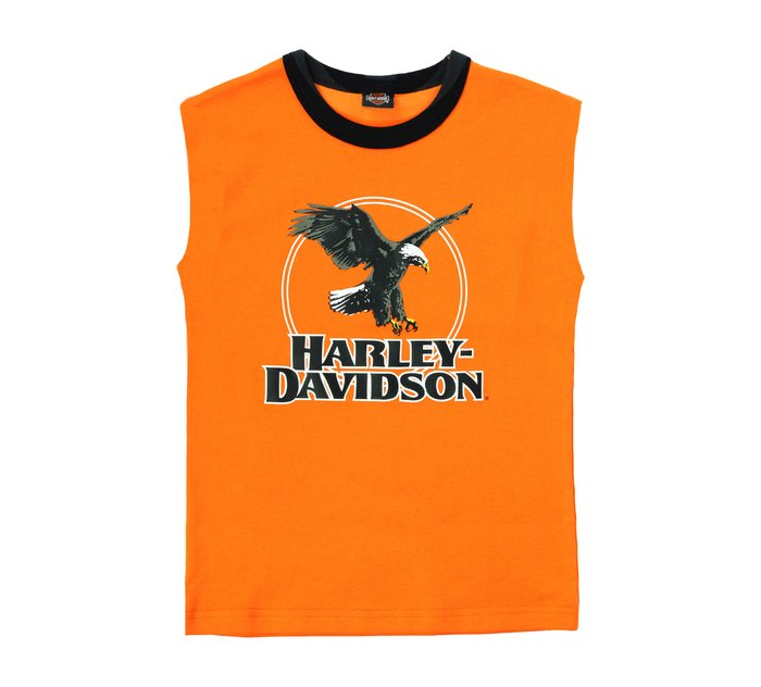 Boys Rally Collection Eagle Muscle Tee  in Persimmon Orange 1