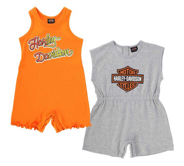 2 Pack Toddler Girls Rally Collection Bar & Shield & H-D  Rompers  1