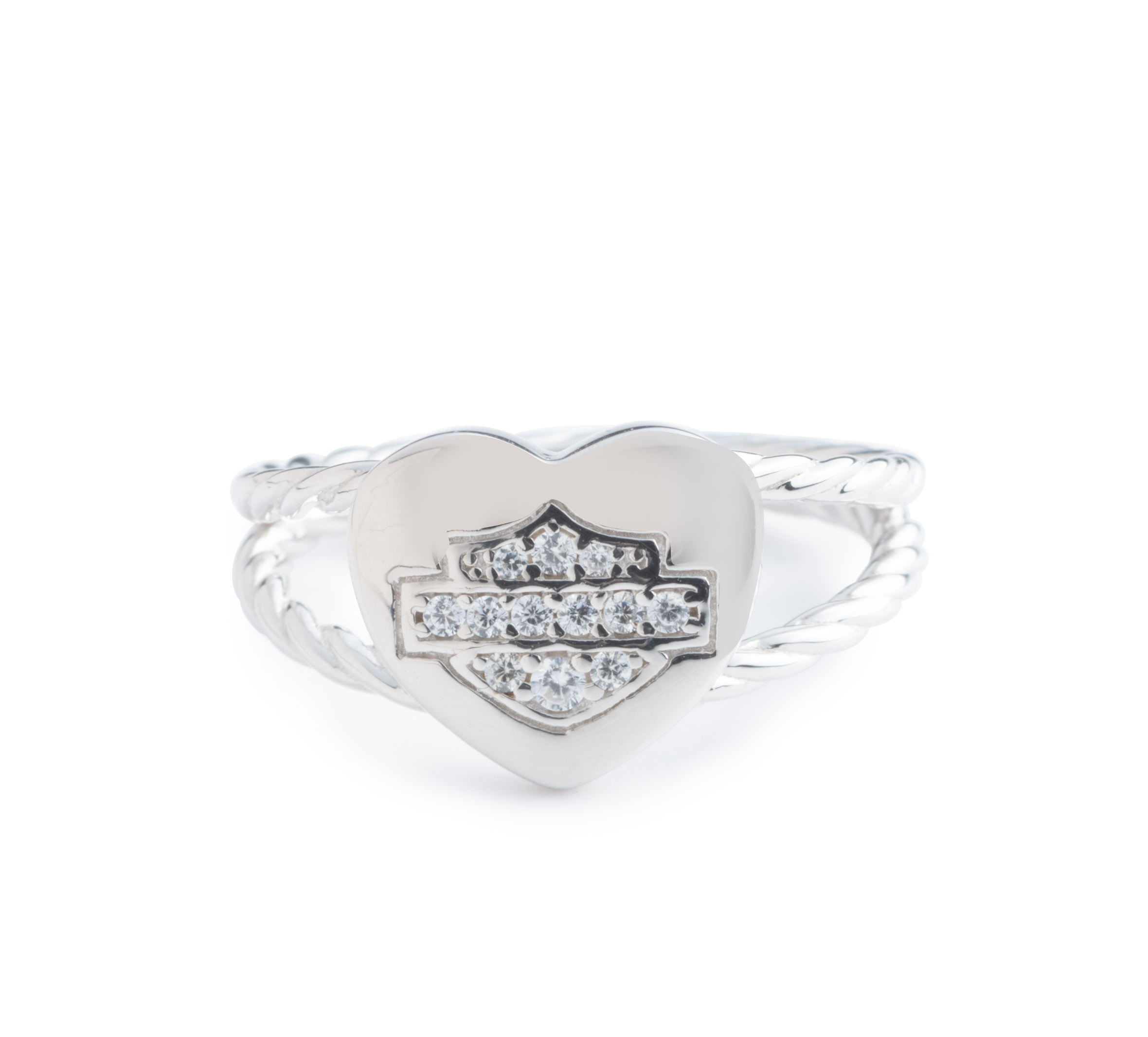 Popular Harley Davidson stamper Ring Size 7 Sterling Silver Cubic Zirconia.