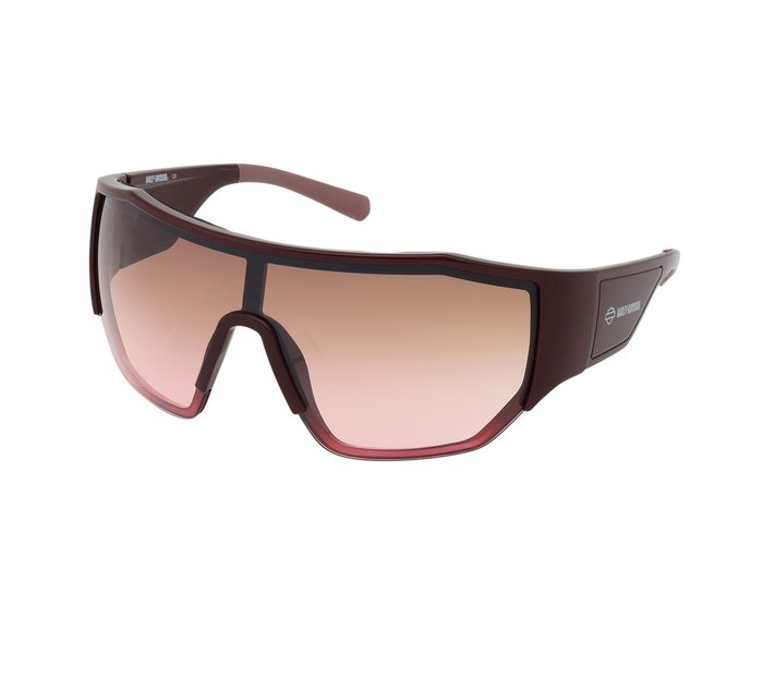 Sisterhood Sport Shield Sunglasses, Burgundy Frame, Brown to Pink Mirror Lens 1