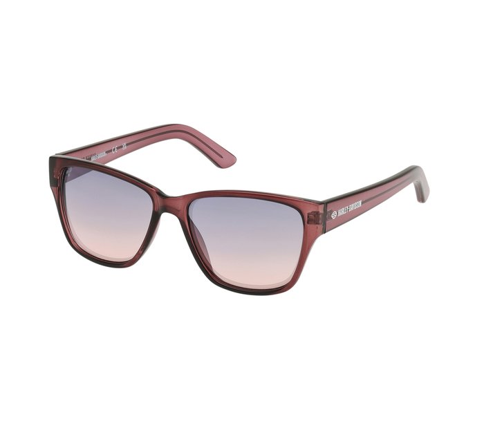 Casual Wayfarer Sunglasses, Mauve Crystal Frame with Blue to Pink Gradient Mirror Lens 1
