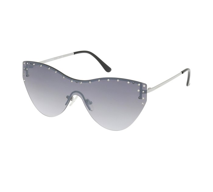Casual Cat-Eye Sunglasses, Silver Frame with Silver Mirror Lens 1
