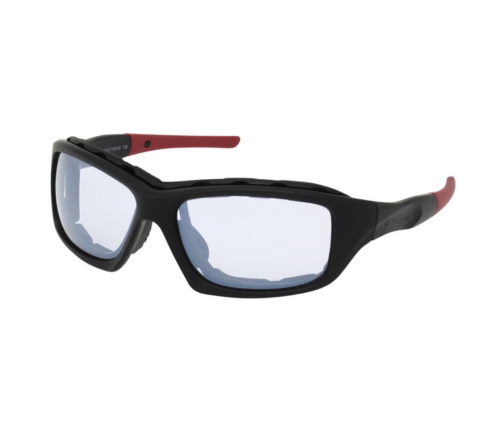 Sport Wrap Sunglasses, Black Frame, Silver Mirror Lens 1