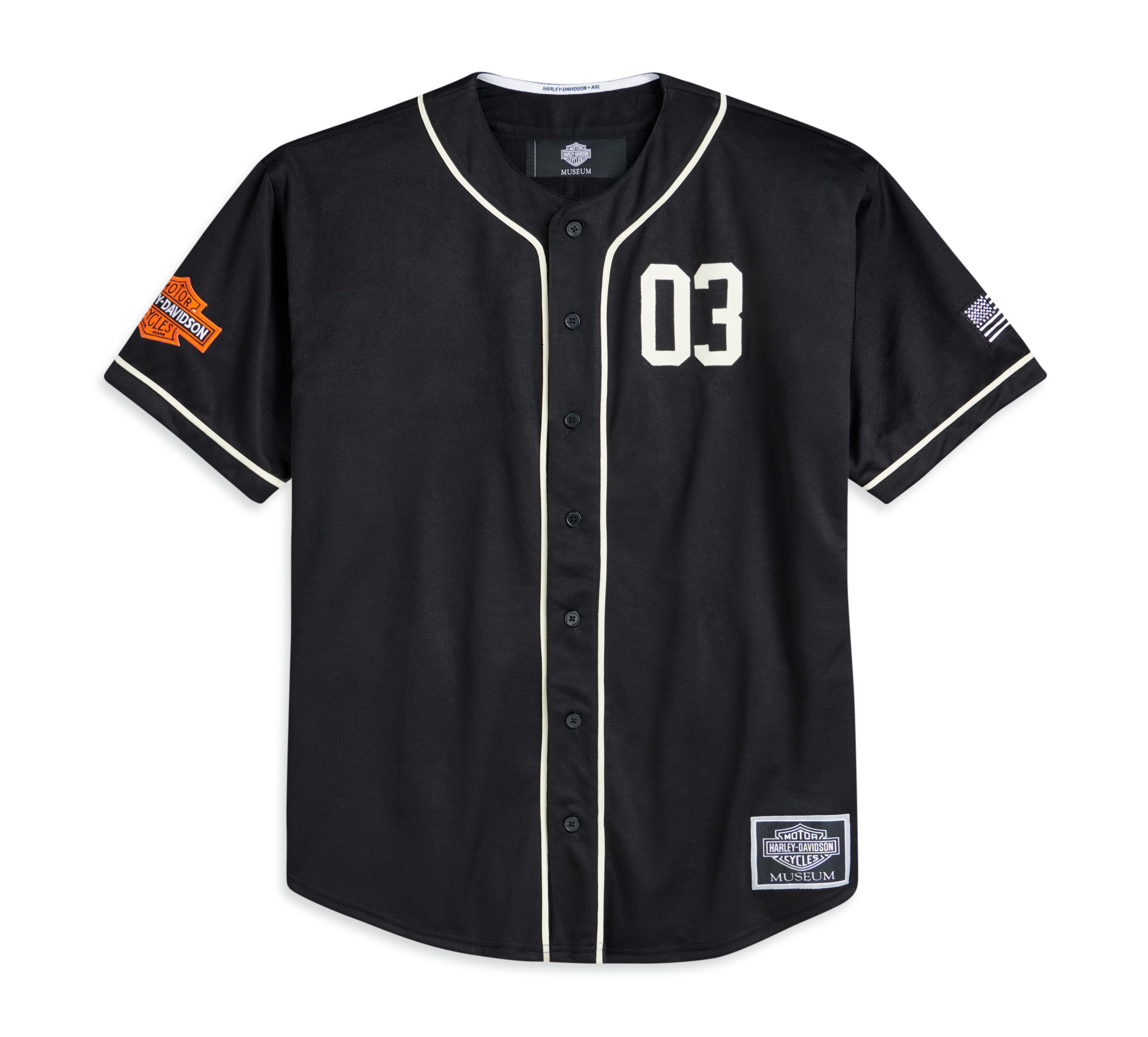 Harley-Davidson Men's Museum Baseball Jersey Shirt, Black - XL