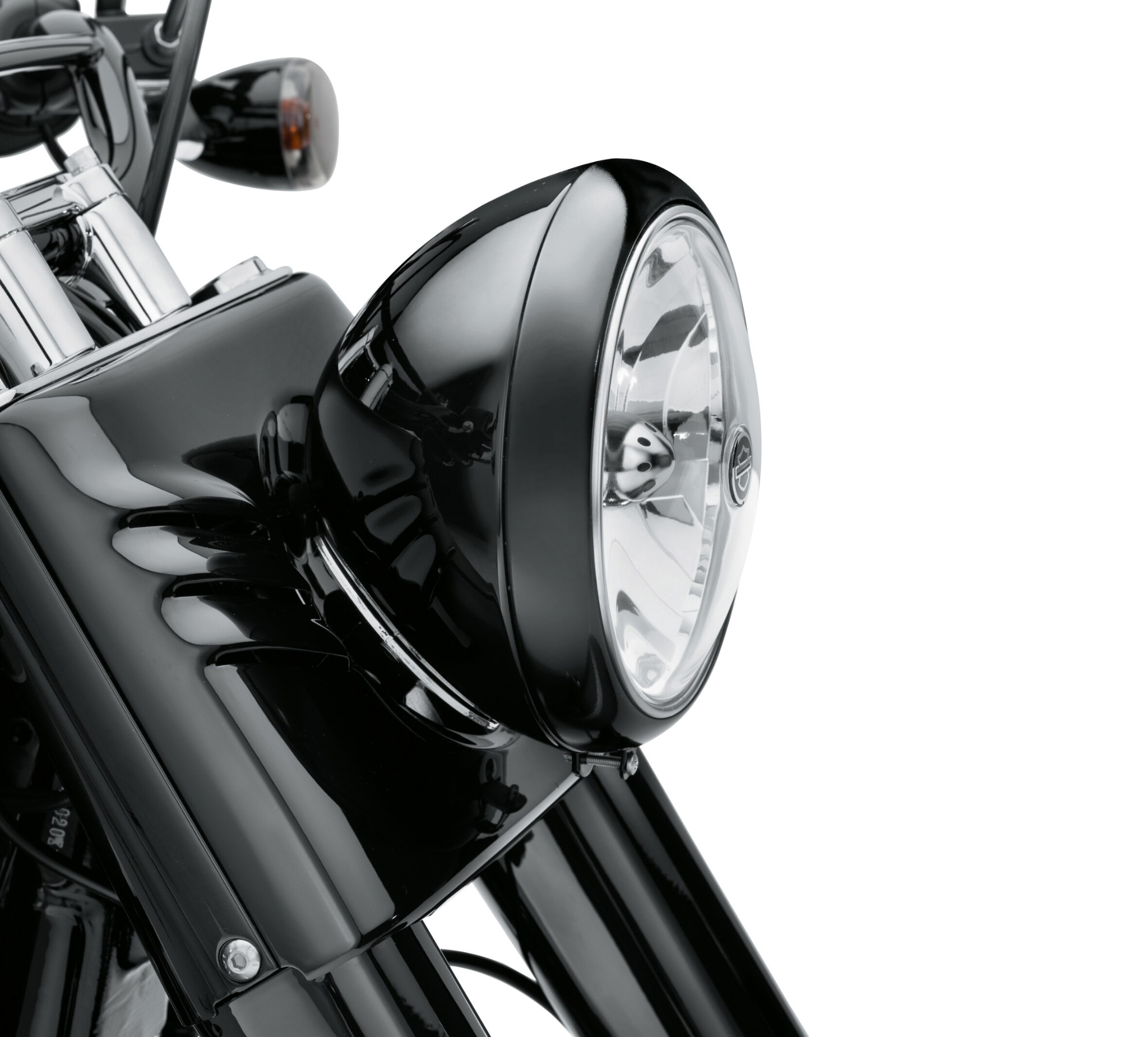 DEFIANCE KOLLEKTION - SCHEINWERFER-ZIERRING 4 Zusatzscheinwerfer - Schwarz  maschinell bearbeitet. 61400355 / Fahrwerkverzierungen / Softail m8 / Teile  & Zubehör / - House-of-Flames Harley-Davidson