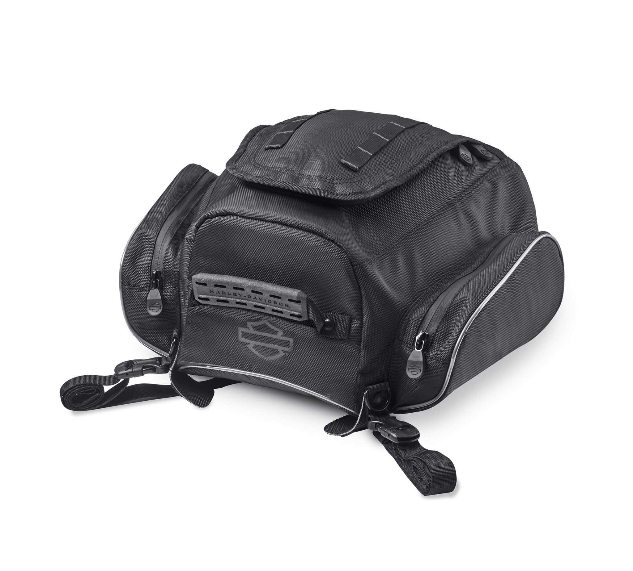Harley Davidson Barrel Purse Black Leather Handbag Detachable Strap