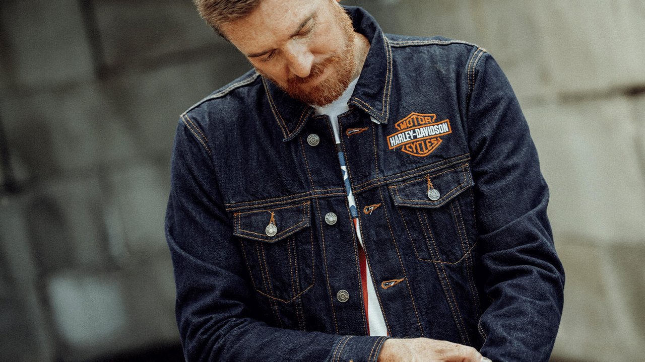 Man wearing Harley-Davidson jacket